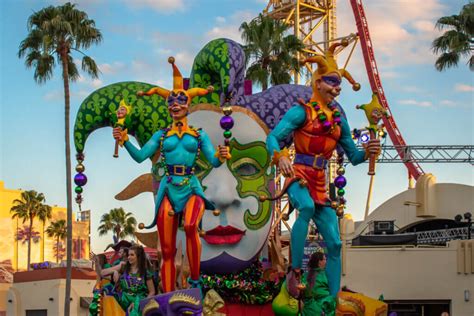 Pricing starts at just $84.99 per person. The Mardi Gras Float Ride and Dine Experience ticket entitles one guest to one 3-course meal at a participating restaurant, and one Mardi Gras parade float rider reservation at Universal Studios Florida on the same day. To ride a parade float, Guests must be 18 or older, or accompanied by a parent or ...